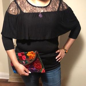 New with tags black 3/4 inch sleeve blouse